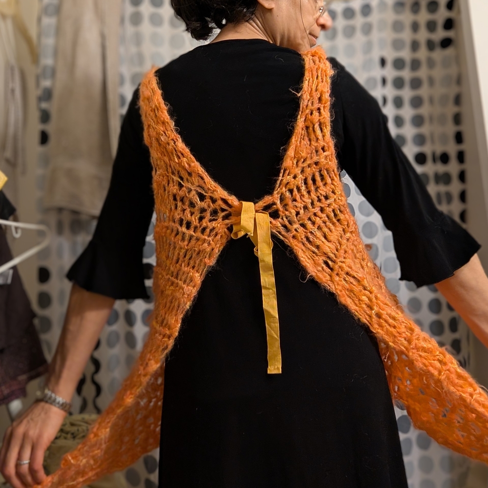 Vibrant Orange Crochet Vest - Picture 2 of 2
